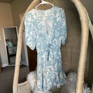 Kivari Mavi Blue Floral Tie Front Mini Dress New with tags US size 6.